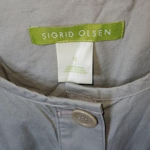 Sigrid Olsen Grey Button Down Long Sleeve Sz 12 Jacket - Picture 4 of 6